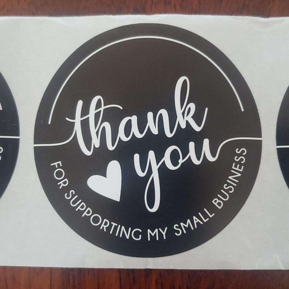 3/$15 Set of 50 THANK YOU STICKERS Black White Large 2" Round Stickers - Picture 2 of 5